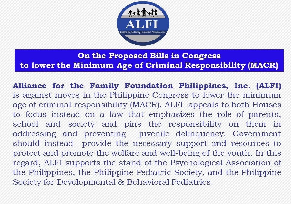 ALFI Statement on the Proposed Bills in Congress to lower the Minimum Age of Criminal Responsibility (MACR)