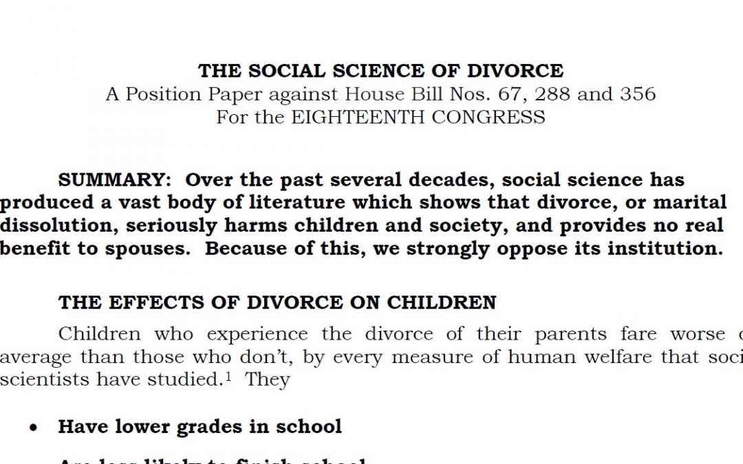 THE SOCIAL SCIENCE OF DIVORCE