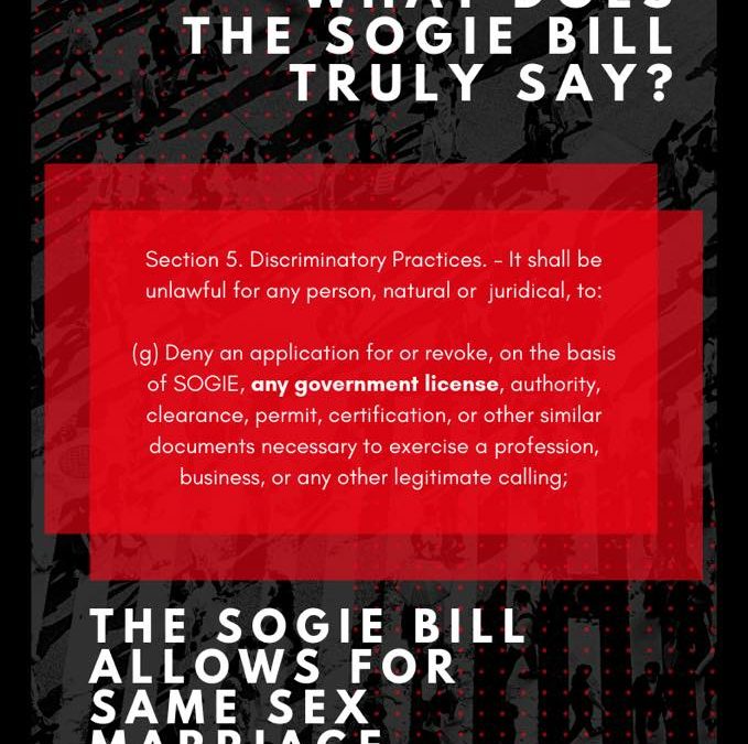 The SOGIE Bill allows for same-sex “marriage”