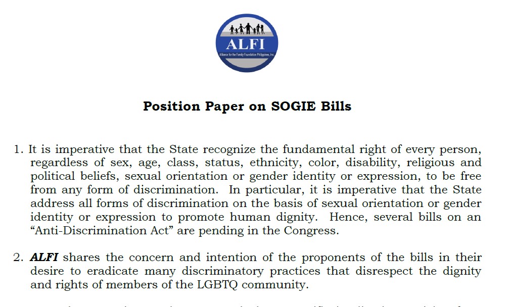 ALFI’s Position Paper on SOGIE Bills