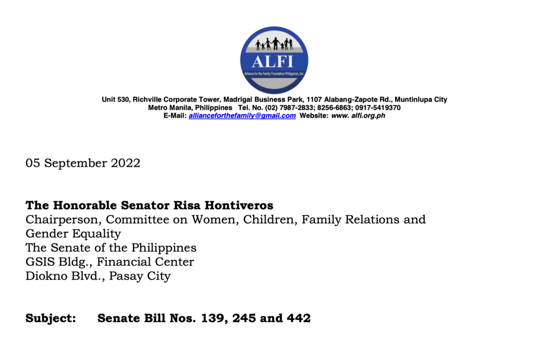 ALFI’s Position Paper on the SOGIE (19th Senate)