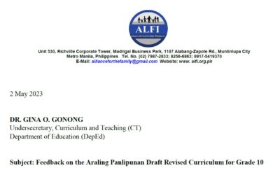 Feedback on the Araling Panlipunan Draft Revised Curriculum for Grade 10