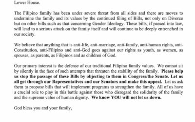An urgent call to take a stand for the Filipino family: