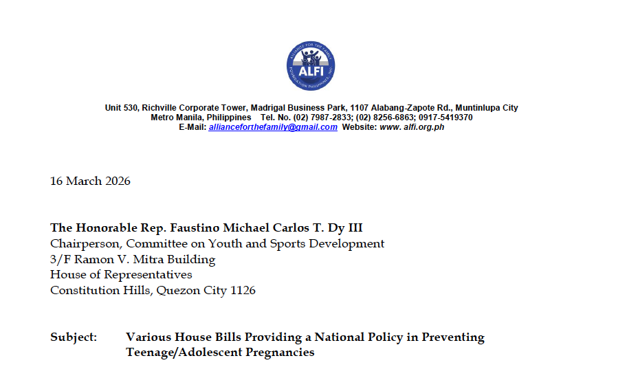 ALFI Position Paper on Teenage-Adolescent Pregnancy (20th Congress)